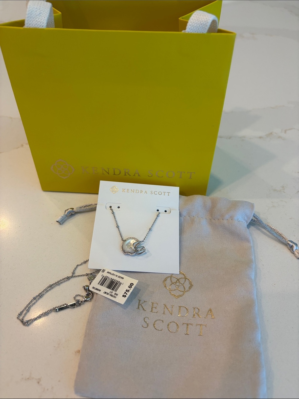 NWT Kendra Scott Football Helmet Silver Pendant Necklace